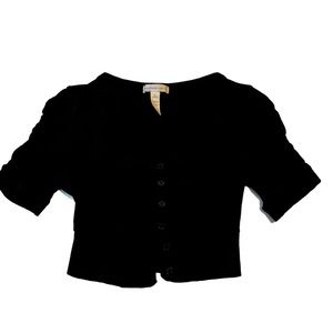 Ambiance Apparel Womens Black Crop Top Cover Up